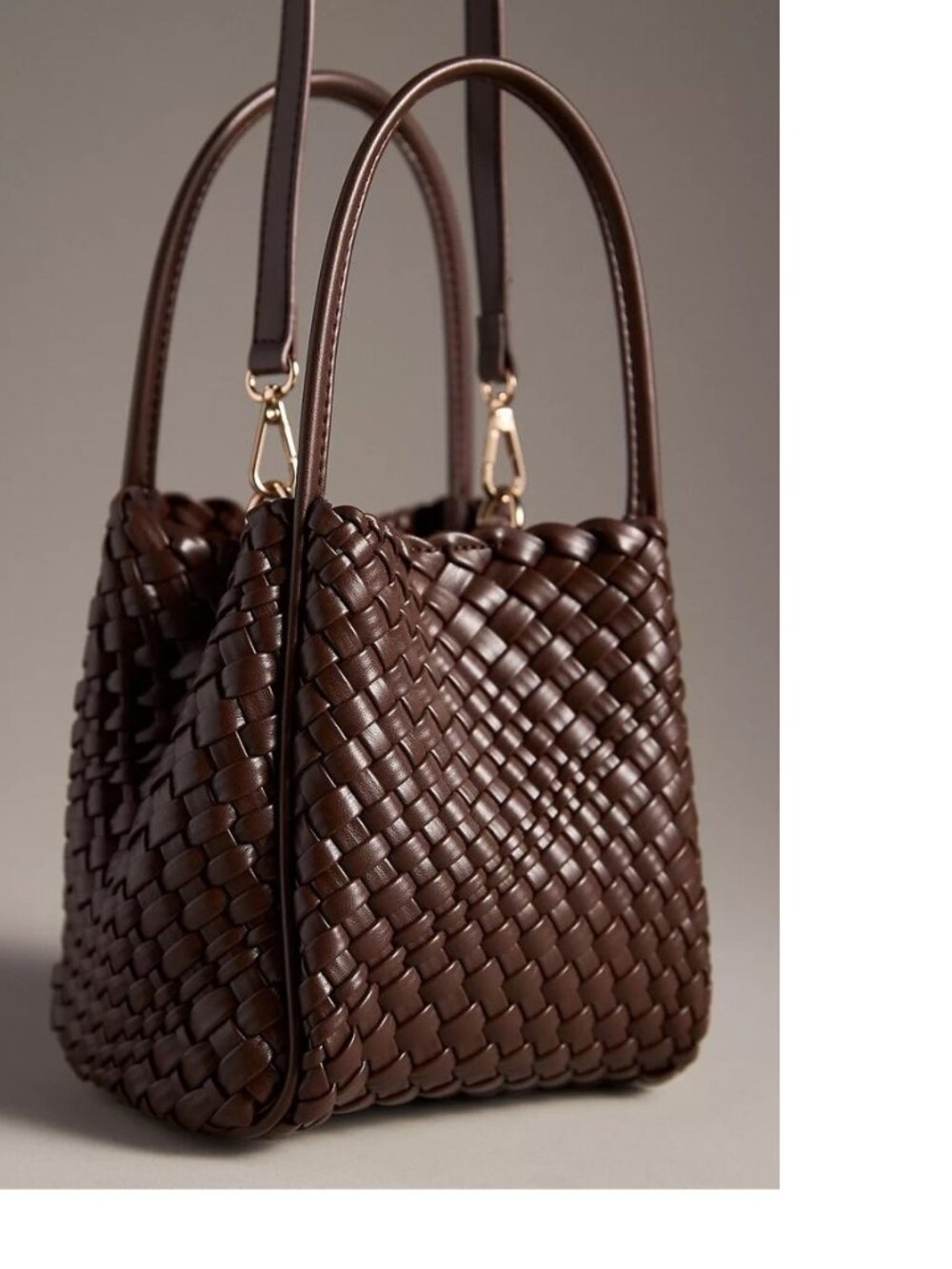 Anthropologie Hollace Tote: Woven Mini Edition chocolate color new - Picture 4 of 5